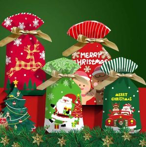 Sacs cadeaux de bonbons de noël pour enfants, sac à cordon en plastique, décorations de noël pour la maison, fête du nouvel an 2023