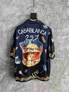 Casa Designer Mode Vêtements Chemises Survêtements Casablanca Colonne Romaine Imprimé Soie Unisexe Fleur Sicilienne Vacances Chemise À Manches Courtes