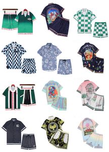 Casablanc-s 2024 diseñador hombres camiseta conjunto Masao San impresión para hombre camisa casual y corta para mujer camisa de seda suelta camisetas de alta calidad gira de verano hombres camiseta