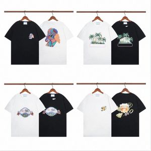 Casablanc-s Men Plus Tees Polos Station T-Shirts Summer Ins Presbyopic CD Impresión de letras Joker Trend Camiseta de manga corta para hombres, mujeres, media manga s6Yk #