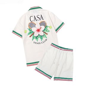 Casablanc Hemden 2022 neue Surfen Lazy Wind Seidensatin Langarmhemd Herren- und Damenhemden Shorts Set Modemarke
