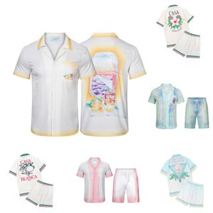 Casablanc camisas diseñador camisa con botones estampado camisa casual para hombre para mujer camiseta de manga corta de seda suelta Conjunto de camisa de manga corta informal
