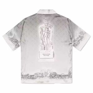 CASABLANCA chemise boutonnée Guardian Gypsum Print Black and White Gradient Hawaiian Loose Short Sleeve Shirts for Couples