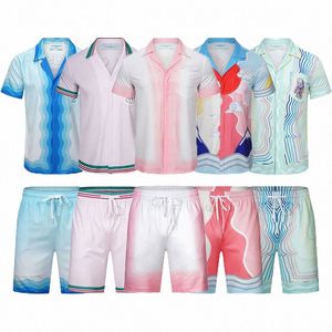 Casablanca Designers Womens Lovers Hawaii Vacation Beach Swim Short Casual Shirts Set Masao San Suits Designer Rapide Dry Fabric Couple Slim Fit Casabl I6ye #