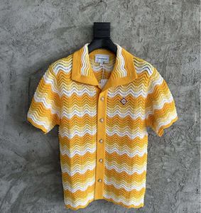 Casablanca Ocean Wave Knit Camisas Patrón Casual Suéter de punto Hollow Cardigan Shirt