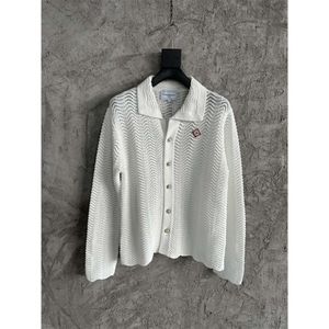 Casablanca perle boucle petit Style parfumé Cardigan tricoté pull tricoté ample à manches longues évider manteau casablanc