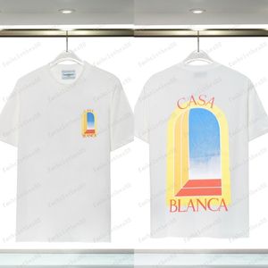 Chemise Casablanca T-shirts pour hommes T-shirts de créateurs Arc-en-ciel Champignon Lettre Imprimer Manches courtes Hauts Coton Lâche Hommes Femmes Chemise