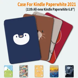 Étui pour Kindle Paperwhite 5 Smart Case Pu Leather Print Cover pour Kindle Paperwhite 11th M2L3EK 2021 Shell protecteur
