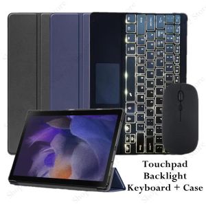 Caso de tableta Case para fondos Samsung Galaxy Tab A8 10.5 pulgadas 2022 2021 SMX200 X207 Cubierta inteligente con teclado de panel de fondo de retroil