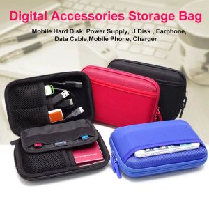 Estuche para disco duro externo de 2,5 pulgadas, bolsa portátil para viaje, Banco de energía, tarjeta AD, Cable de datos USB, Funda protectora para SSD y HDD de 2,5 pulgadas