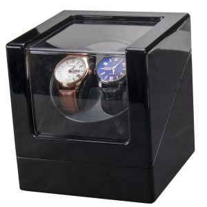 Cajas enrolladoras de reloj de doble posición, fuente de alimentación USB, retroiluminado con LED, caja de bobinado de reloj mecánico, soporte para agitador de Motor, cajas organizadoras de almacenamiento