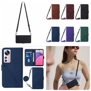 Cas Pour Xiaomi 12 Pro Redmi Note 11 Pro 11S K50 10C 4G Google Pixel 6A 5G 7 7PRO Fente Pour Carte Business Hand Feeling Line Holder Portefeuille En Cuir Flip Cover Collier Sangle