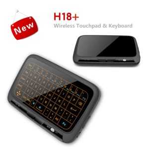 Casos H18 Mini Pantalla táctil completa 2.4GHz Air Mouse Touchpad Backle Backboard Wireless Enchip y reproduce el teclado Qwerty inteligente para IPTV