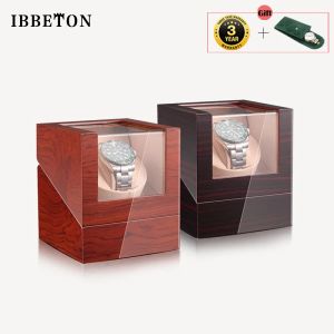 Caisses ibbeton marque simple watch winder batterie en bois shaker watch box toberner en verre de stockage en verre mabuchi mue motro
