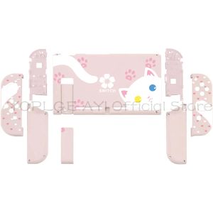 Nuevo Nintendo Switch lindo gato rosa DIY carcasa de repuesto placa trasera Joycon funda para Nintendo Switch consola controlador Accesorios