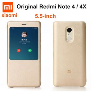 Cas d'origine Xiaomi Redmi Note 4 4x Case PU Leather Flip Case Xiaomi Redmi Note 4 / Note 4x X Global Version Cover Téléphone 5.5inch