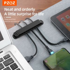 Cas Pzoz Cable Organizer Silicone USB Cable Winder Desktop Tidy Management Clips Câble Porte-câble pour l'organisateur de fil de casque de souris