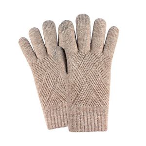 Cashmere Wool Knitted Gloves Autumn Winter Thick Warm Gloves Plush Inside Solid Mittens For Mobile Phone Tablet Pad