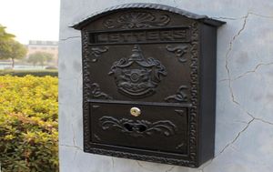 Cast Aluminium Fer Boîte aux lettres Boîte postale Décoration de jardin en relief Post de courrier en métal en relief
