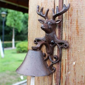 Tête de cerf en fonte, sonnette de porte marron, décoration murale pour la maison, décoration animale pour ferme, ferme, ornement extérieur 205q