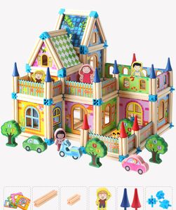 Castle Build Block Solid FigureModel Kit Blocs de construction en brique Plugin Modèle Kit de construction Château en bois Figure Parent-enfant Jouet interactif pour jeu Jouet en bois pour enfant Meilleur q