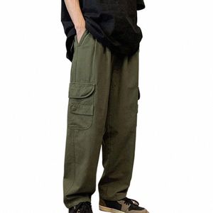 Pantalones de carga holgados casuales con bolsillos para hombres Pantalones sueltos de HipHop para hombre Pantalones rectos para hombre Negro Verde Cargos Pantalones al aire libre 2023 q82f #