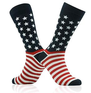 Calcetines informales para hombre, calcetines de algodón estampados con bandera de estrellas a la moda para hombre, calcetines deportivos de algodón Unixes, medias medias