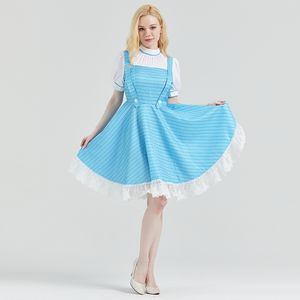 Robe décontractée pour femme, robe Dorothy du Magicien d'Oz et nœuds pour cheveux, robe à carreaux bleue