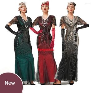 Robes décontractées Robe de clapet de mariage des années 1920 Gatsby Charleston Déco Sequin Perge Périère Longue soirée maxi robe de cocktail