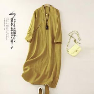 Robes décontractées 2023 Arrivée mince en coton doux lin lâche vintage chinois de style printemps d'été