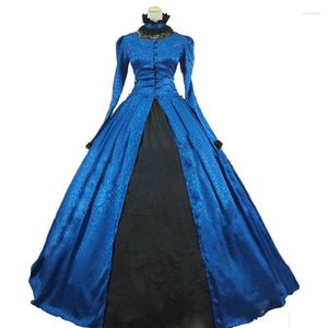 Robes décontractées 2023 col montant gothique victorien fête princesse robe rétro à manches longues bleu mascarade robes de bal Costume