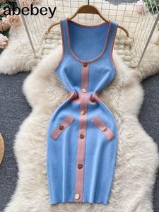 Robes décontractées 2023 été Robe tricotée pour les femmes Mini Femme mode Vestidos Elegantes Para Mujer Robe Femme Ropa