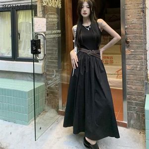 Robes décontractées robe noire Femmes de soleil élégant streetwear plissé élégant vestide