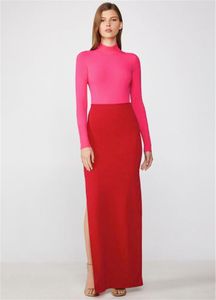 Vestidos casuales vestidos de fiesta para mujeres celebridades manga larga rosa mosaico rojo flaco vendaje maxi noche