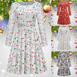 Robes décontractées Noël Cartoon Nightdress Femmes Tricoté Coton Manches longues Chemises de nuit Vêtements de nuit Corée Mignon Sleep Dress Pyjamas Plus Taille