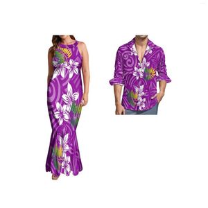 Robes décontractées personnalisé hawaïen fleur tropicale Style femmes robe de mariée licou sirène Vestidos Para Fiesta Hawaiana