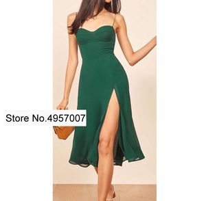 Robes décontractées Elfbop Femmes élégantes / Dames Vert Couleur unie Tube Top Strap Midi DressCasual