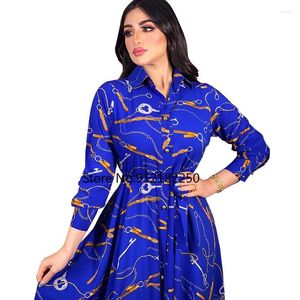 Vestidos casuales para mujeres Eid Mubarak Abaya Dubai turco islámico vestido largo musulmán Retro impreso elegante Swing señoras ropa