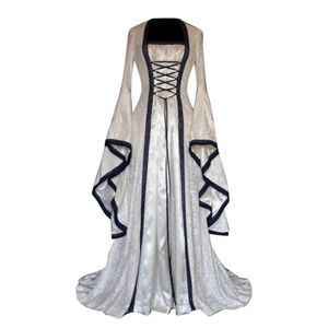 Vestidos casuales Halloween Mujeres Europea Medieval Retro Corte Princesa Cosplay Traje Vestido largo Elegante Bruja Cuello Cuadrado Mascarada Wea