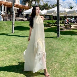 Robes décontractées Hault Robe d'été pour femmes Casual Maxi Mesh Boho Longue Une ligne Robes de plage Vêtements mignons Drop