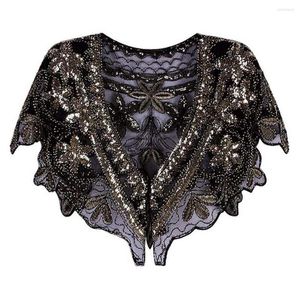 Vestidos casuales Homecoming Shawl Wrap Art Deco Lentejuelas con cuentas Cape Cape Bolero Flapper Cover Up Invitado de boda para mujeres