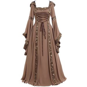 Vestidos casuales Traje de Cosplay Medieval Renacimiento Gótico Con Capucha Mujeres Largas Retro Steampunk Ropa de Halloween de Lujo 221117