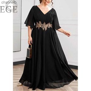 Vestidos casuales Tallas grandes Vestidos de gasa para mujeres Largo 4XL5XL Siempre bonitas Mujeres elegantes con cuello en V Lentejuelas Tallas grandes Vestidos de noche formales L230520