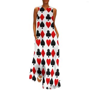 Robes décontractées de carte de poker robe coeurs diamants clubs bisa vintage maxi street style bohemia long imprimer vestido grande taille 5xl