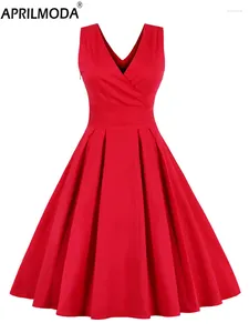 Vestidos informales Vestidos vintage vintage sólidos de color rojo