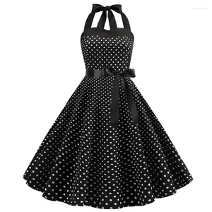 Robes décontractées Vintage Robe Femmes 2024 Été Sexy Polka Dot Imprimer Halter Party Robes Robe Pin Up Rockabilly Y2K