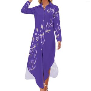 Robes décontractées Vintage Lavender Murffon Robe Purple Floral Dilly Sicat Modern Street Wear Ladies Sexy Custom Vestidos 6xl