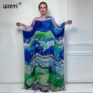 Robes décontractées Winyi Africa Beach Dress Rabe Designer Designer Muslim Femmes Fashion Imprimé Middle East Femme Kaftan Abayas Dubai Luxury
