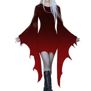 Vestidos casuales Vestido gótico de las mujeres Batwing Manga Halloween Goth Sexy Party Long Black Witches Bodycon Cosplay Disfraces