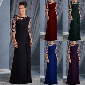 Robes décontractées femmes soirée mariage longue Robe dame mode élégant Maxi parole longueur dentelle solide été Vintage Robe